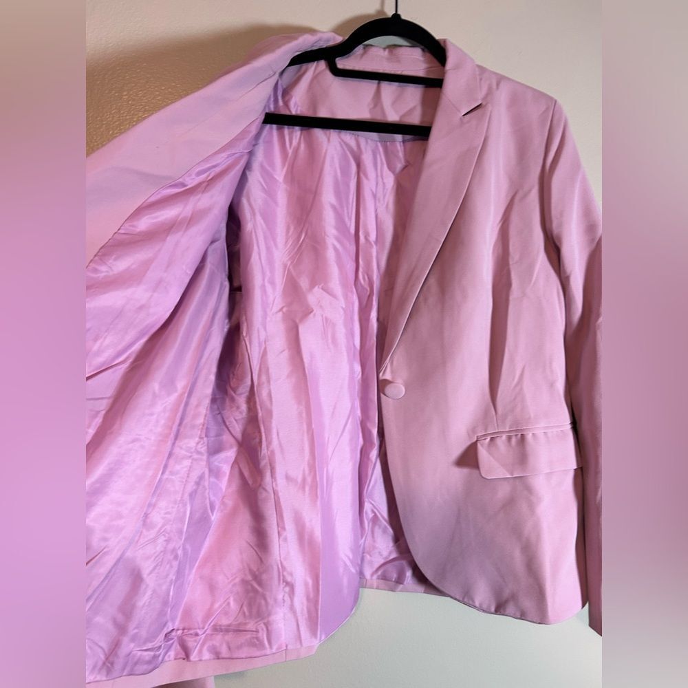 NWOT Womens pink Blazer Jacket Open Front one button with Pockets size XL - Picture 5 of 9